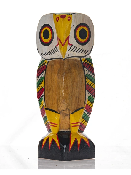 Handcrafted Decorative Wooden Owl 8 inch Set of 2-BHHCWOODOWL008