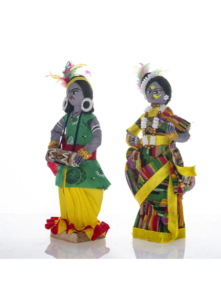 Handcrafted Decorative Wooden CLOTH DOLL ADIBASI SET OF 2-Wood-1