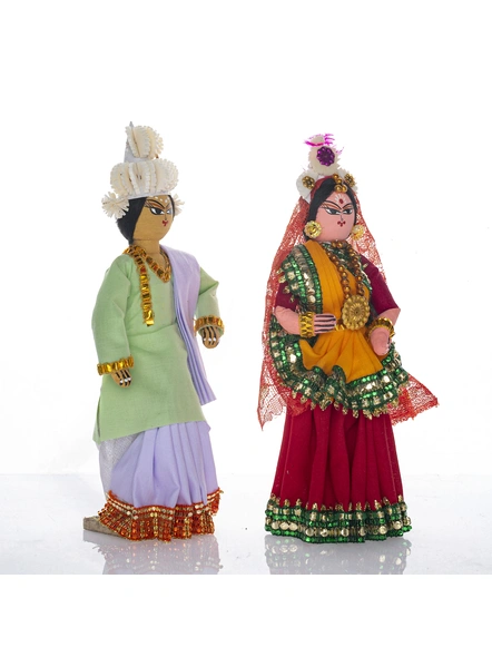 Handcrafted Decorative Wooden CLOTH DOLL BOR BOU SET OF 2-Wood-2
