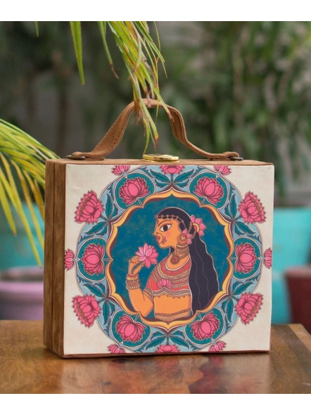 Kalamkari lotus Pink lady Suitcase Sling Bag-LAASUIT001