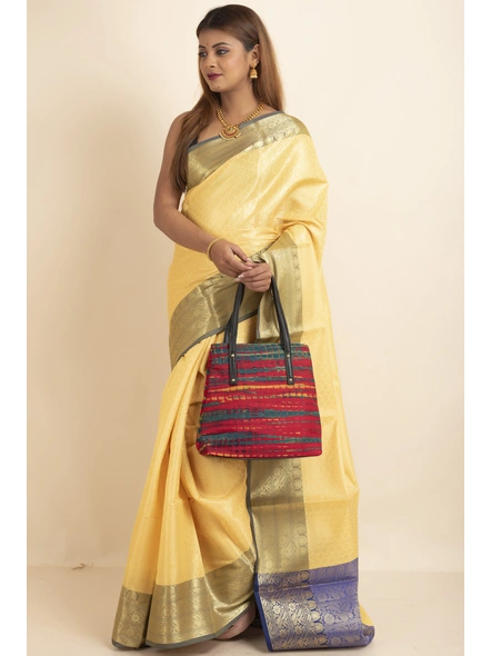 Golden Violet Tissue Silk Golden Zari Tanchoi Banarasi Saree with Blouse Piece-SAC-221001-4