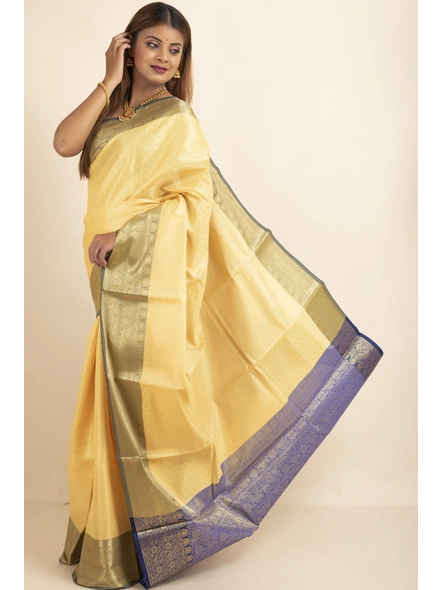 Golden Violet Tissue Silk Golden Zari Tanchoi Banarasi Saree with Blouse Piece-Gold-Sari-One Size-Tissue Silk-Adult-Female-1