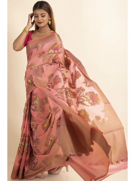 Pink Bold Multi Jaal Cotton Silk Saree with Blouse Piece-SAC-221009-1