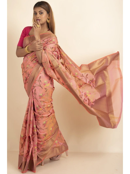 Pink Bold Multi Jaal Cotton Silk Saree with Blouse Piece-SAC-2210010