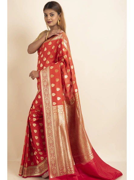 Red Uppara Silk Golden zari buti Saree with Blouse Piece-SAC-221016-1