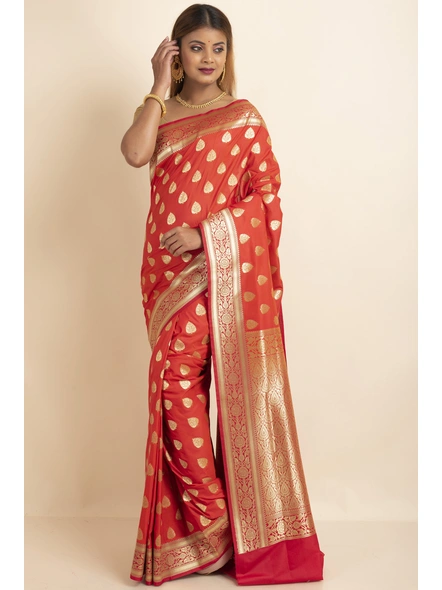 Red Uppara Silk Golden zari buti Saree with Blouse Piece-Red-Sari-One Size-Silk Blend-Adult-Female-1