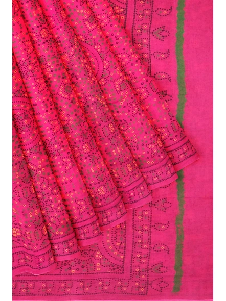 Woven Rani Pink Cotton Silk Handloom Printed Saree with Blouse Piece-Pink-Sari-Cotton Silk-One Size-Adult-Female-3