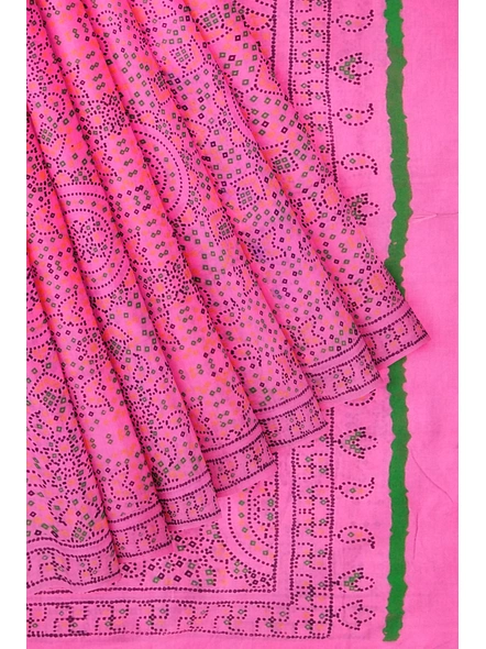 Woven Pink Cotton Silk Handloom Printed Saree with Blouse Piece-Pink-Sari-Cotton Silk-One Size-Adult-Female-4