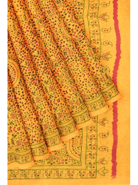 Woven Mustard Cotton Silk Handloom Printed Saree with Blouse Piece-Yellow-Sari-Cotton Silk-One Size-Adult-Female-4