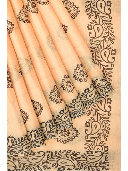 Woven Dark Peach Cotton Silk Handloom Printed Saree with Blouse Piece-Red-Sari-Cotton Silk-One Size-Adult-Female-4
