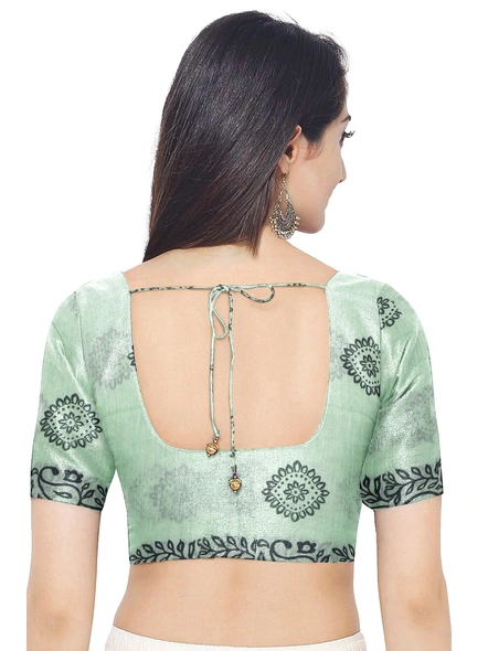 Woven Light Green Cotton Silk Handloom Printed Saree with Blouse Piece-Green-Sari-Cotton Silk-One Size-Adult-Female-5