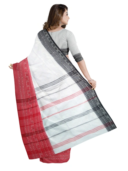 White Cotton Handloom Begumpuri Saree with Blouse Piece-white-Sari-Cotton-One Size-Adult-Female-1