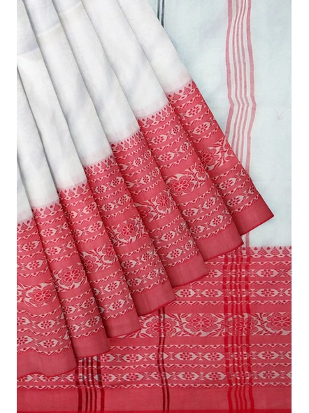 White Cotton Handloom Begumpuri Saree with Blouse Piece-white-Sari-Cotton-One Size-Adult-Female-4