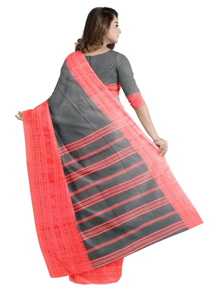 Black Cotton Handloom Begumpuri Saree with Blouse Piece-black-Sari-Cotton-One Size-Adult-Female-1