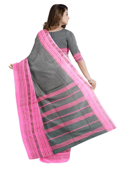 Black Cotton Handloom Begumpuri Saree with Blouse Piece-black-Sari-Cotton   -One Size-Adult-Female-1