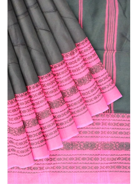Black Cotton Handloom Begumpuri Saree with Blouse Piece-black-Sari-Cotton-One Size-Adult-Female-4