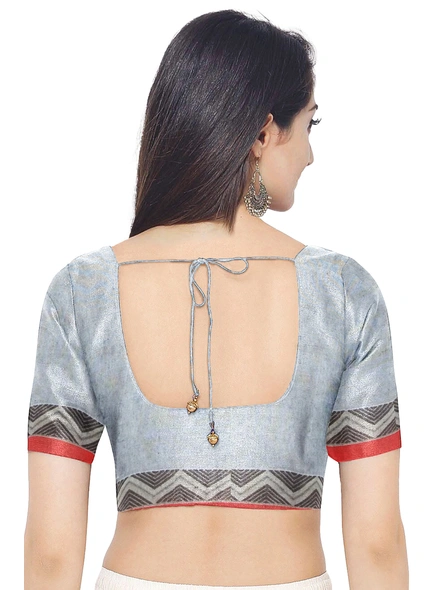 Grey Cotton Handloom Begumpuri Saree with Blouse Piece-grey-Sari-Cotton-One Size-Adult-Female-5