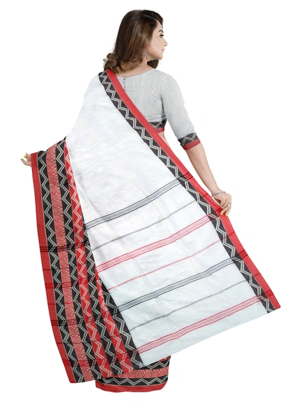 White Cotton Handloom Begumpuri Saree with Blouse Piece-white-Sari-Cotton   -One Size-Adult-Female-1