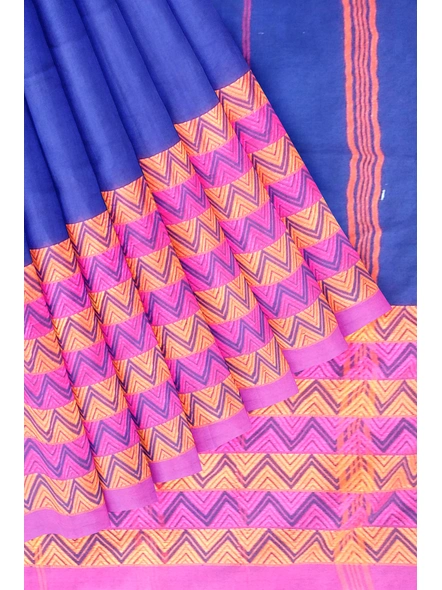 Blue Cotton Handloom Begumpuri Saree with Blouse Piece-blue-Sari-Cotton-One Size-Adult-Female-4