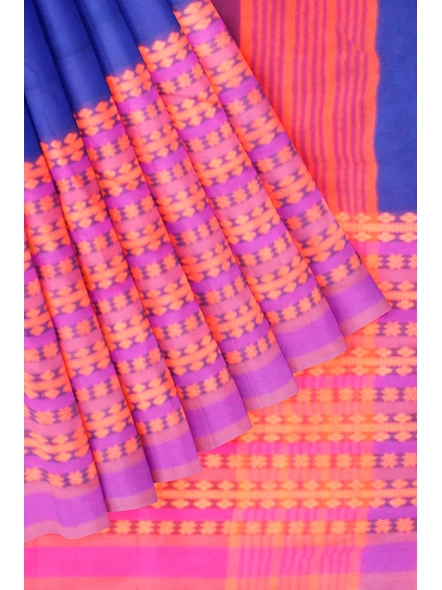 Blue Cotton Handloom Begumpuri Saree with Blouse Piece-blue-Sari-Cotton   -One Size-Adult-Female-4