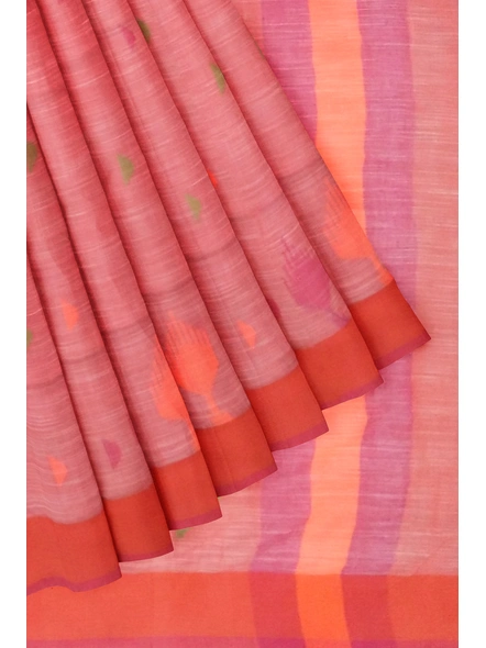 Orange Handloom Santipuri Cotton Jamdani Weave Saree with Blouse Piece-orange-Sari-Cotton-One Size-Adult-Female-4
