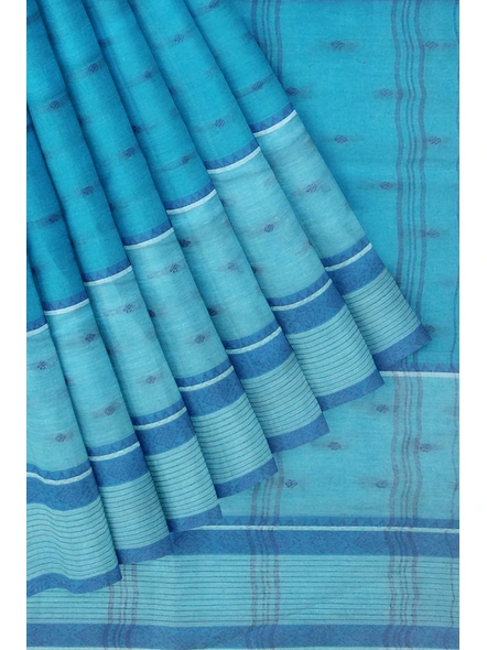 Sky Blue Handloom Santipuri Tant Cotton Saree-sky blue-Sari-Cotton-One Size-Adult-Female-3