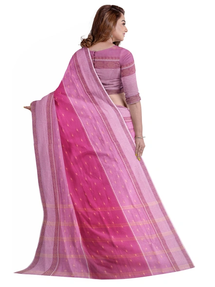 Magenta Handloom Santipuri Tant Cotton Saree-magenta-Sari-Cotton-One Size-Adult-Female-1
