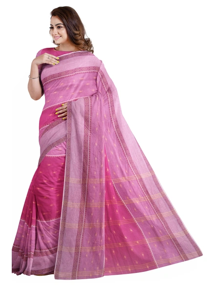 Magenta Handloom Santipuri Tant Cotton Saree-magenta-Sari-Cotton-One Size-Adult-Female-2