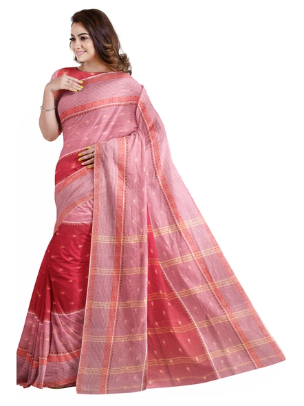 Maroon Handloom Santipuri Tant Cotton Saree-maroon-Sari-Cotton-One Size-Adult-Female-2