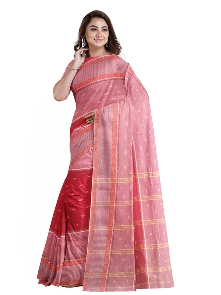 Maroon Handloom Santipuri Tant Cotton Saree-maroon-Sari-Cotton-One Size-Adult-Female-4