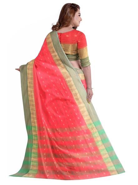Red Handloom Santipuri Tant Cotton Saree-red-Sari-Cotton   -One Size-Adult-Female-1