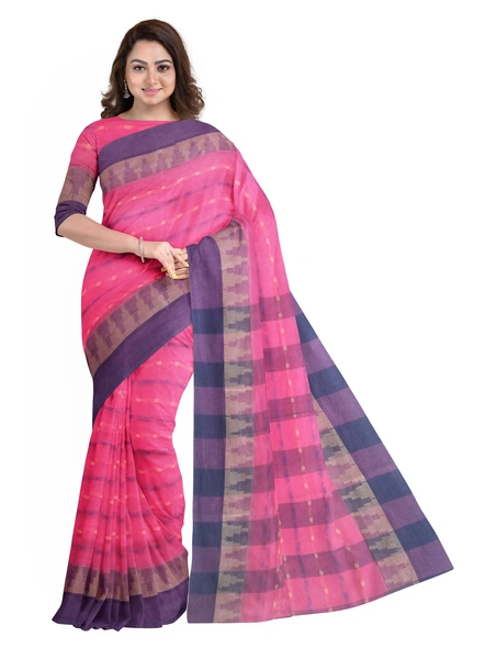 Pink Handloom Santipuri Tant Cotton Saree-AS-200CT252