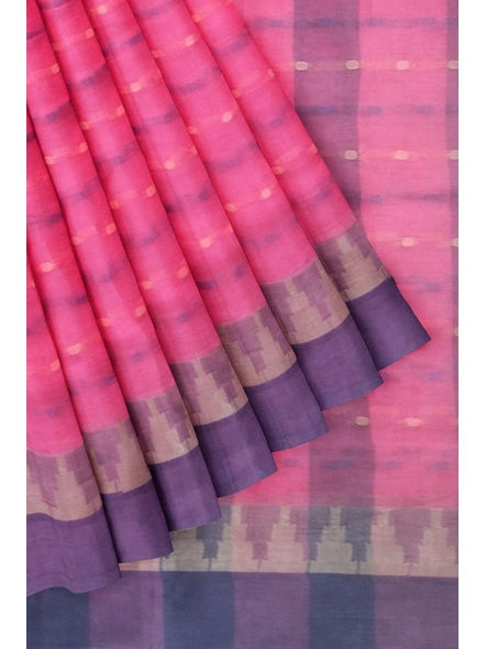 Pink Handloom Santipuri Tant Cotton Saree-pink-Sari-Cotton   -One Size-Adult-Female-3