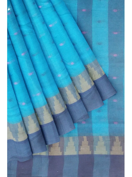 Blue Handloom Santipuri Tant Cotton Saree-blue-Sari-Cotton-One Size-Adult-Female-3