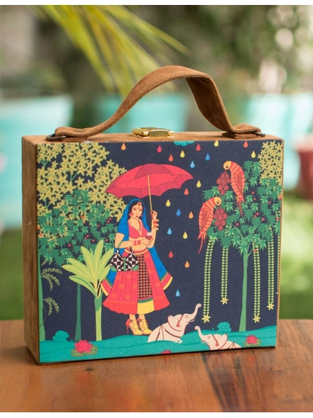 Lady with Umbrella Suitcase Sling Bag-LAASUIT003