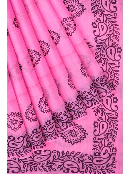 Woven Pink Cotton Silk Handloom Printed Jamdani Saree-pink-Sari-Cotton Silk-One Size-Adult-Female-4