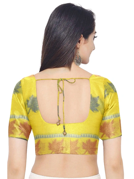 Woven Yellow Cotton Silk Handloom Jamdani Weave Santipuri Saree with Blouse Piece-yellow-Sari-Cotton Silk-One Size-Adult-Female-5