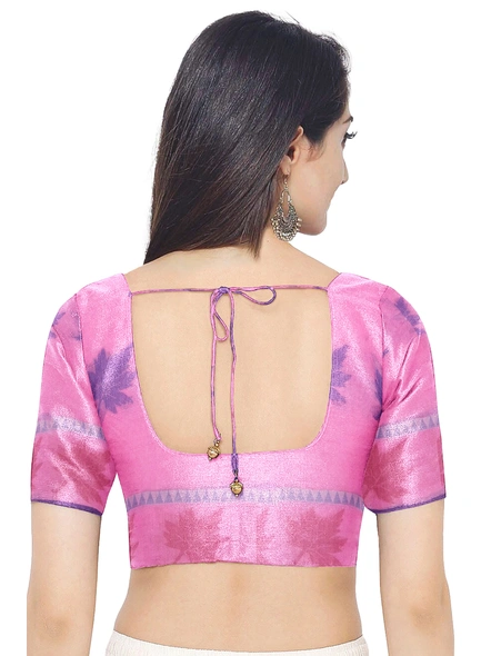 Woven Pink Cotton Silk Handloom Jamdani Weave Santipuri Saree with Blouse Piece-pink-Sari-Cotton Silk-One Size-Adult-Female-5