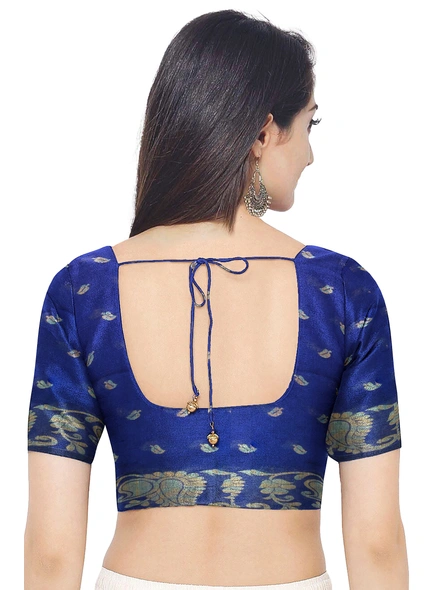 Woven Royal Blue Cotton Silk Handloom Jamdani Weave Santipuri Saree with Blouse Piece-blue-Sari-Cotton Silk-One Size-Adult-Female-5