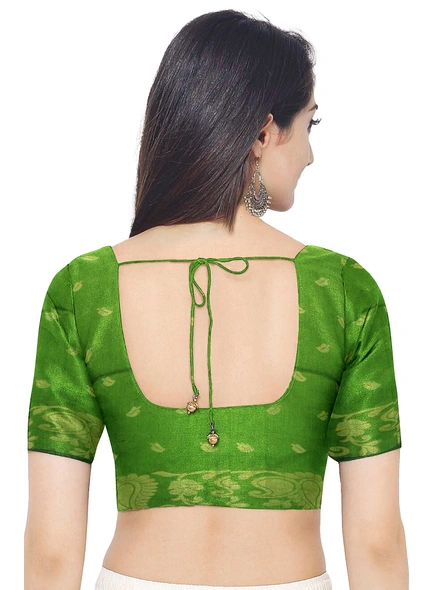 Woven Green Cotton Silk Handloom Jamdani Weave Santipuri Saree with Blouse Piece-green-Sari-Cotton Silk-One Size-Adult-Female-5