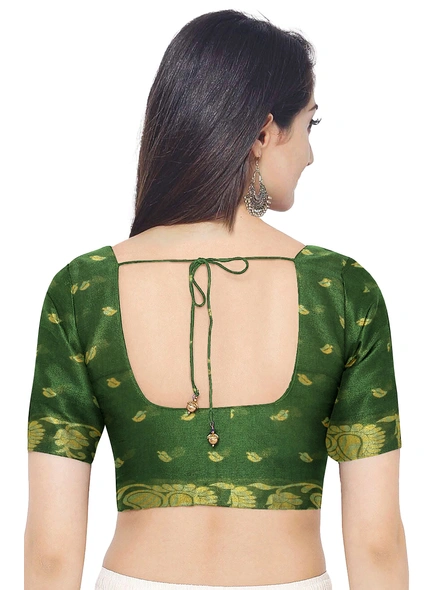 Woven Dark Green Cotton Silk Handloom Jamdani Weave Santipuri Saree with Blouse Piece-green-Sari-Cotton Silk-One Size-Adult-Female-5