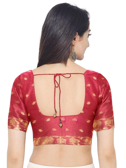 Woven Maroon Cotton Silk Handloom Jamdani Weave Santipuri Saree with Blouse Piece-maroon-Sari-Cotton Silk-One Size-Adult-Female-5