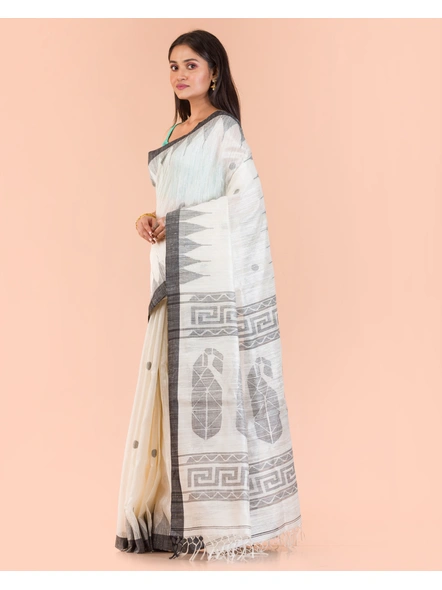 Off White Handwoven Matka Silk Jamdani Saree-Off-White-Sari-Matka Silk-One Size-Adult-Female-2