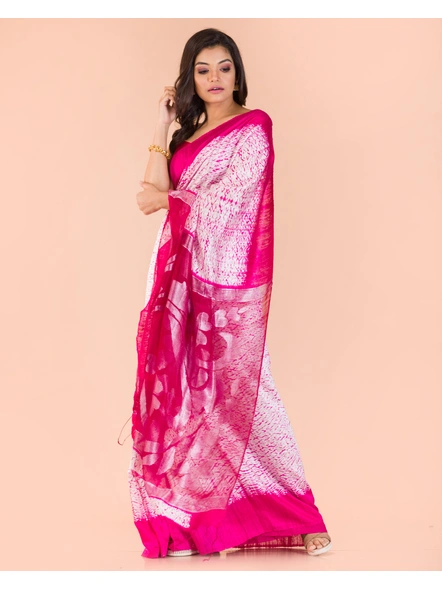 Silver Pink Handwoven Matka Resham Silk Shibori Jamdani Saree-Silver-Sari-Matka Silk-One Size-Adult-Female-2