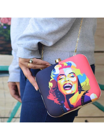 Marilyn Monroe Square Clutch cum Sling Bag-LAASQCLU024
