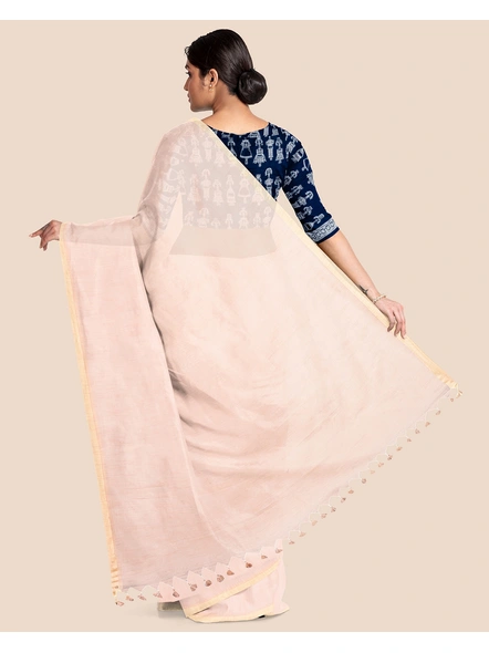 Beige Handloom Cotton Noil Zari Border Saree with Blouse Piece-Beige-Cotton-Free-Sari-Female-Adult-3