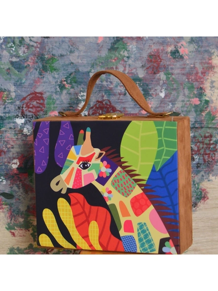 Colorful Giraffe Square Suitcase Sling Bag-LAASUIT043