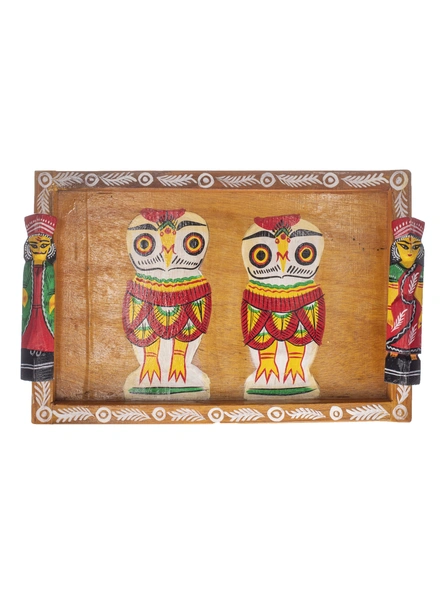 Handcrafted Decorative Wooden TRAY OWL-BHHCWOODTRAYOWLW001