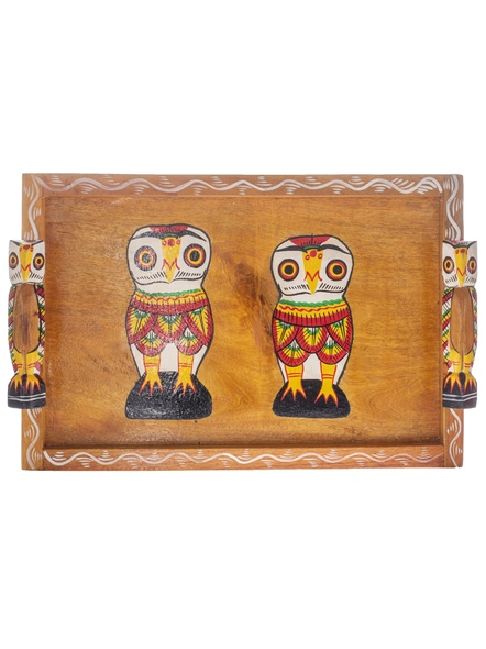 Handcrafted Decorative Wooden TRAY OWL MEDIUM-BHHCWOODTRAYOWLWM001