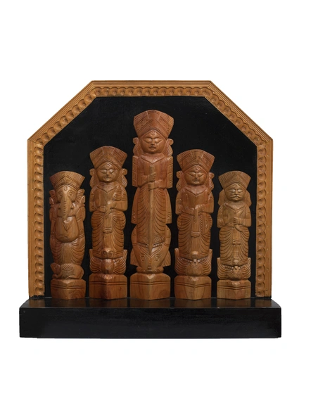 Handcrafted Decorative Wooden DURGA FAMILY-BHHCWOODDURGAF001